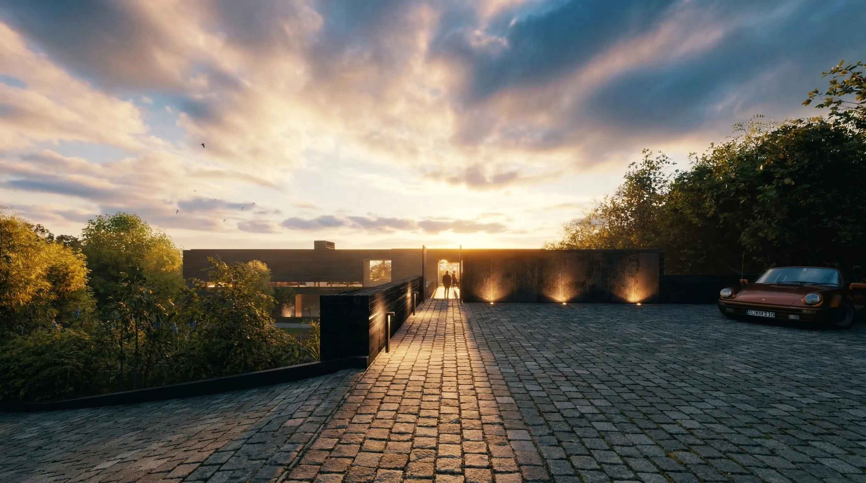 Render Acceso de Casa Arancibia — PatagoniaBIM